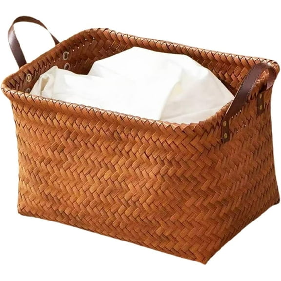 ABCISI Woven Seagrass Storage Baskets - Rectangular Wicker Laundry & Food Storage Organizer