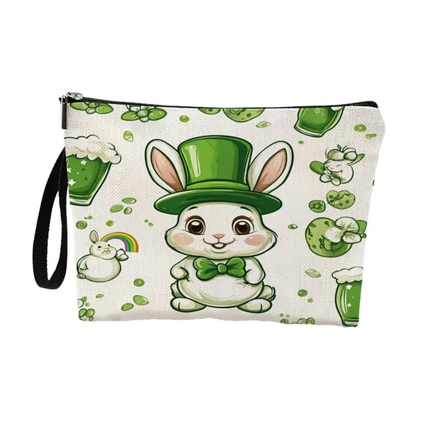 Sac Cosmétique pour Poupée Lapin de Pâques Jour de Pâques Rouge à Lèvres Portable Mode Sac de Lavage Sac de Rangement Multifonctionnel