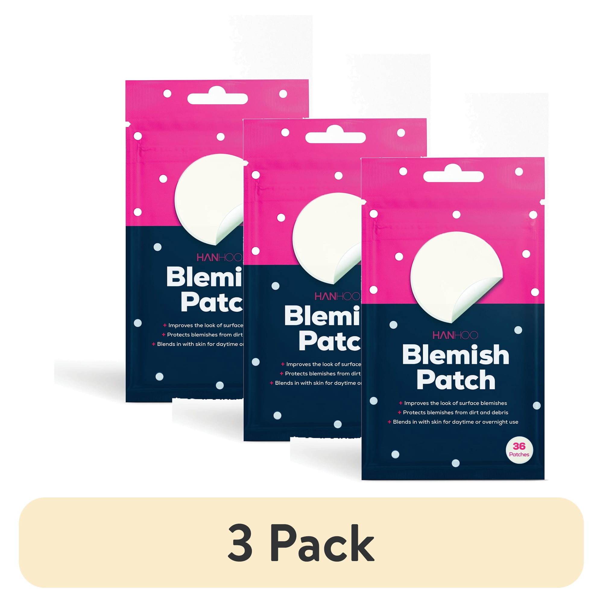 (3 pack) Hanhoo Blemish Patch Hydrocolloid Acne Treatment, Latex-Free, 36 Count