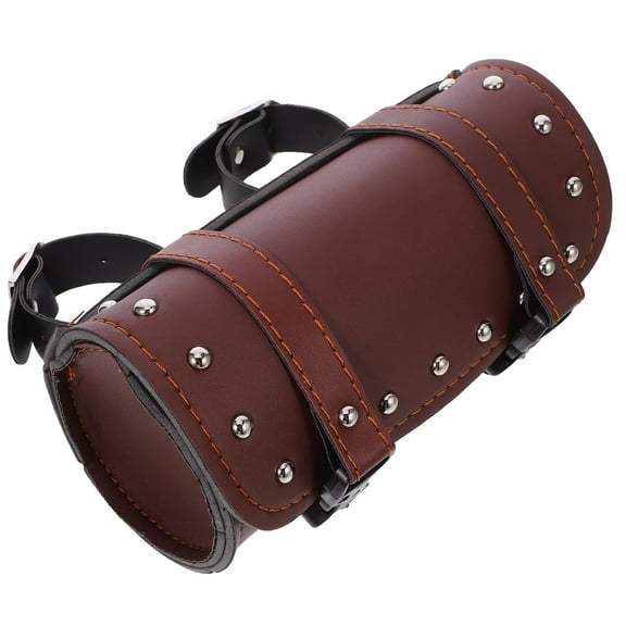 HOMEMAXS Motorcycle Saddlebag in Brown PU Leather for Accessories Storage and Organization Fits Most Models