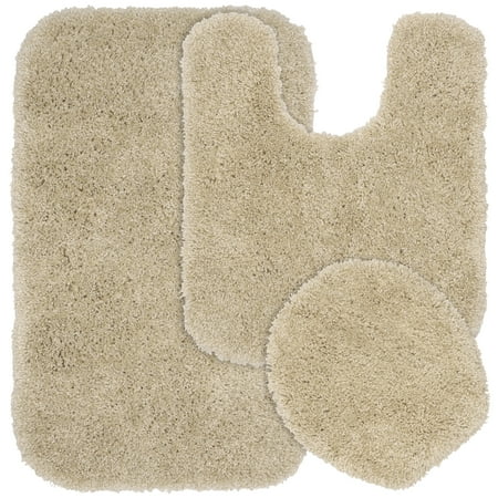 Garland Rug Serendipity Washable Nylon Bath Rug Set, 3 Piece Set (21"x34" Bath Rug, Contour Rug, & Toilet Lid) Linen