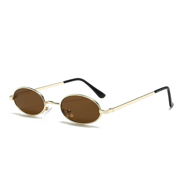 Trendy Oval Retro Metal Sunglasses Men UV400 Protection Vintage Sun Glasses Small Frame Punk Eyepiece Cyberpunk Eyewear