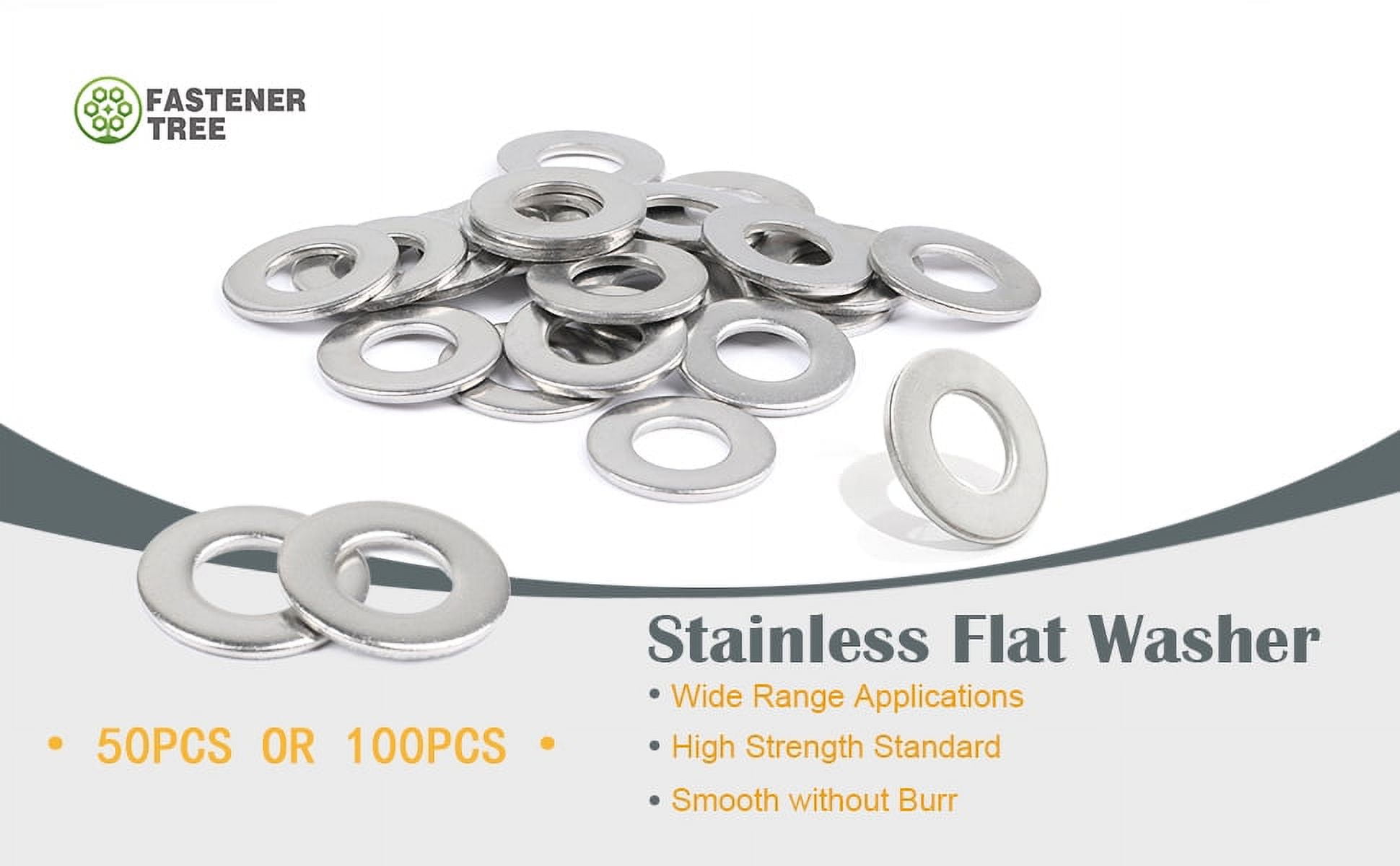 FASTENER TREE M6 Flat Washer 304 Stainless Steel SAE Washer for Screws Bolts 50PCS