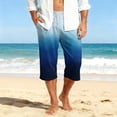 thumbnail image 3 of JoveMarine Men's Gradient Print Hawaiian Shorts with Drawstring, 7/8 Length Casual Shorts for Spring and Fall, Lightweight Beach Style Blue 3XL, 3 of 9