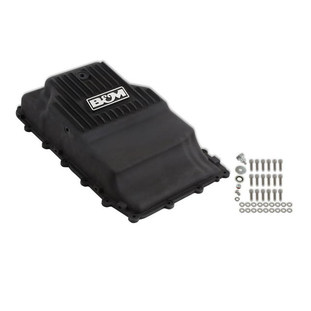 B&M Auto Trans Poêle à Huile 71400 Hi-Tek; pour Utilisation avec Transmission Automatique 10R80/10R60; Capacité Supplémentaire de 2 Quarts; Anodisé Noir; Aluminium; avec Bouchon de Vidange Magnétique; avec Matériel de Montage