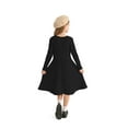 thumbnail image 3 of Actgleam Girls Long Sleeve Dress Round Neck A-line Casual Cute Knit Waffle Dresses for Girls,Black,5-11Years, 3 of 11