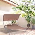 thumbnail image 2 of Outsunny Chaise Longue d'Extérieur de 79 Pouces avec Auvent, avec Oreiller et Roues, Brun, 2 of 10
