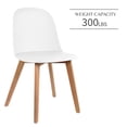 thumbnail image 5 of Set of 2 Armless Plastic Dining Chair Wood Legs for Dining Room Plastic Molded Seat, White, 5 of 17