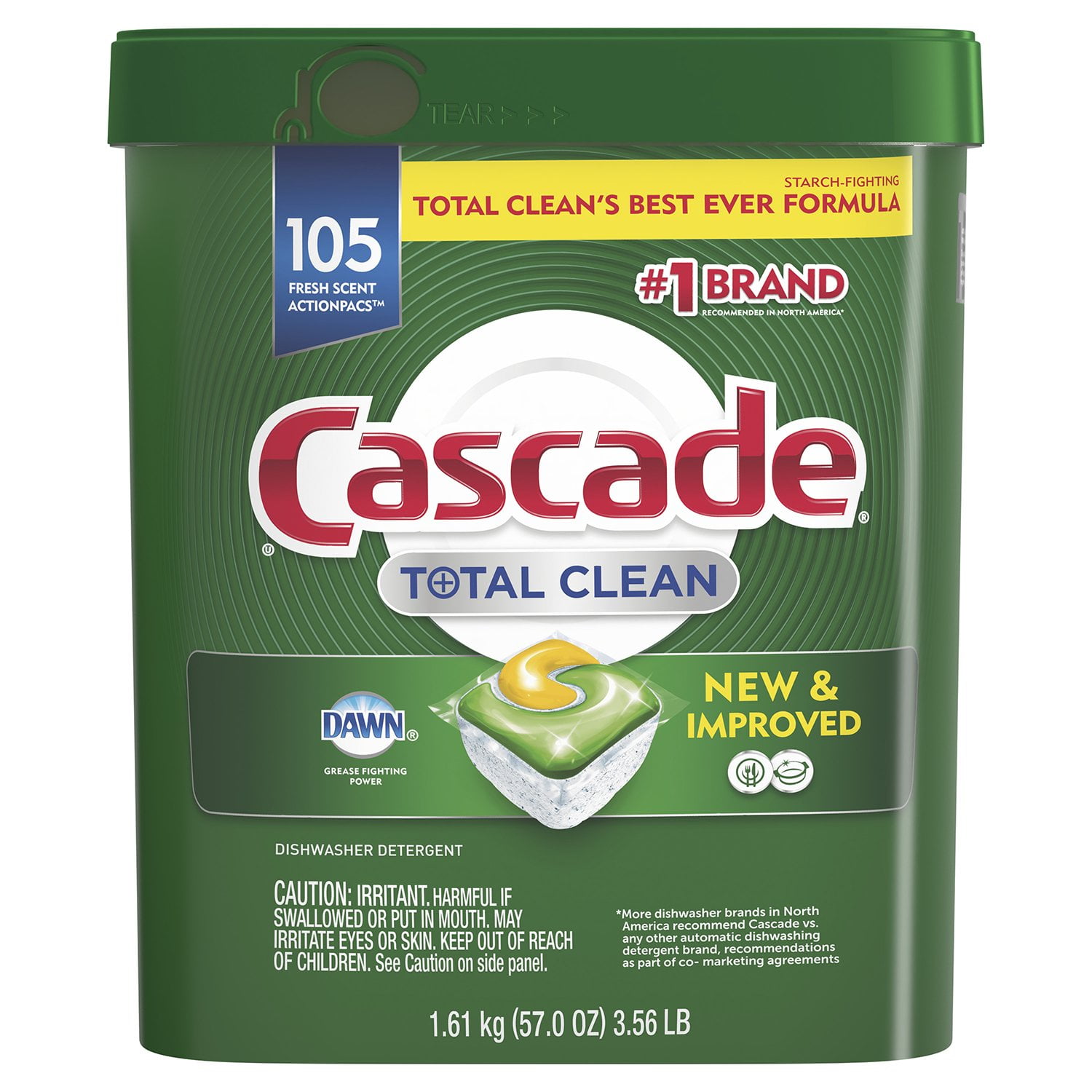 Cascade Total Clean ActionPacs, Dishwasher Detergent, Fresh Scent (105