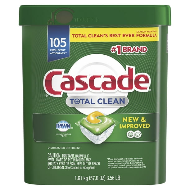 Cascade Total Clean ActionPacs, Dishwasher Detergent, Fresh Scent (105 ...