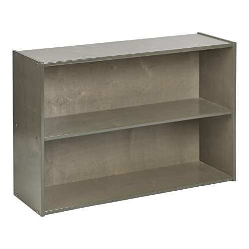 ECR4Kids Streamline 2-Shelf Storage Cabinet, 24in, Kid's Bookshelf, Grey Wash