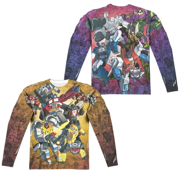 Transformers - Autobots V Decepticons (Front/Back Print) - Regular Fit Long Sleeve Shirt - X-Large