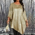 thumbnail image 3 of Mittory Women Plus Size Long Sleeve Glitter Tops Shimmer Disco Concert Night Cocktail Party Sparkling Shiny Club Flowy Outfit, 3 of 8