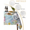 thumbnail image 5 of Easter Bunny Rectangle Tablecloth, Blue Easter Eggs Spring Floral Teal Wooden Waterproof & StainResistant Tablecloth, Washable Oil-proof Table Cover for Dining/Party/Wedding/Camping/Buffet 60x120 In, 5 of 9