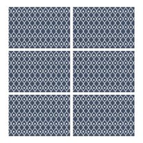 Navy Blue Geometric Quatrefoil Pattern Summer Placemats Table Placemats Set Of 6-Linen Kitchen Washable Placemats Table Mats 11.8"x17.7" Non-Slip Heat Resistant
