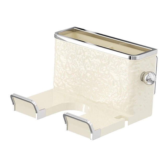 Soporte para secador de pelo, soporte para secador de pelo montado en la pared, colgador de nivel para ño, almacenamiento para dormitorio y salón, s beige