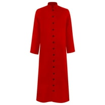 FINALGANG Simple Shirts For Men Solid Color Stand Collar Long Sleeve Halloween Pastor Robe Buttons Down Perform Long Clothing Design Durable Soft Fabric