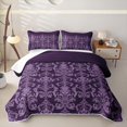 thumbnail image 2 of Erosebridal Purple Baroque Damask Bed Spread Queen for Women Girls, Boho Stripe Flower Queen Coverlet Set, 3 Pieces, 2 of 7