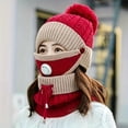 thumbnail image 3 of Autumn And Winter Thickened Warm Hat For Women, Protect The Ears And Neck, Breathable Three-piece Set Riding Head Knit Hat, 3 of 5
