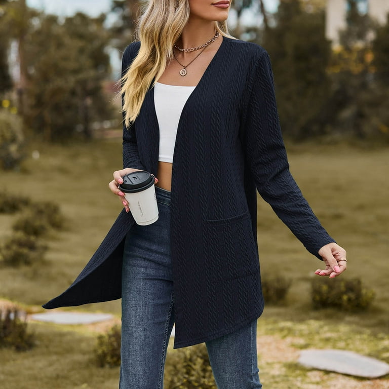 QUYUON Womens Cardigan Sweaters with Pockets Sale Long Sleeve Womens Long  Cardigan Sweaters mal Cardigan Evening Dresses Pockets Cardigan Jacket  Style Q-6538 Winter Knit Sweater Outerwear Coat Navy M - Walmart.com