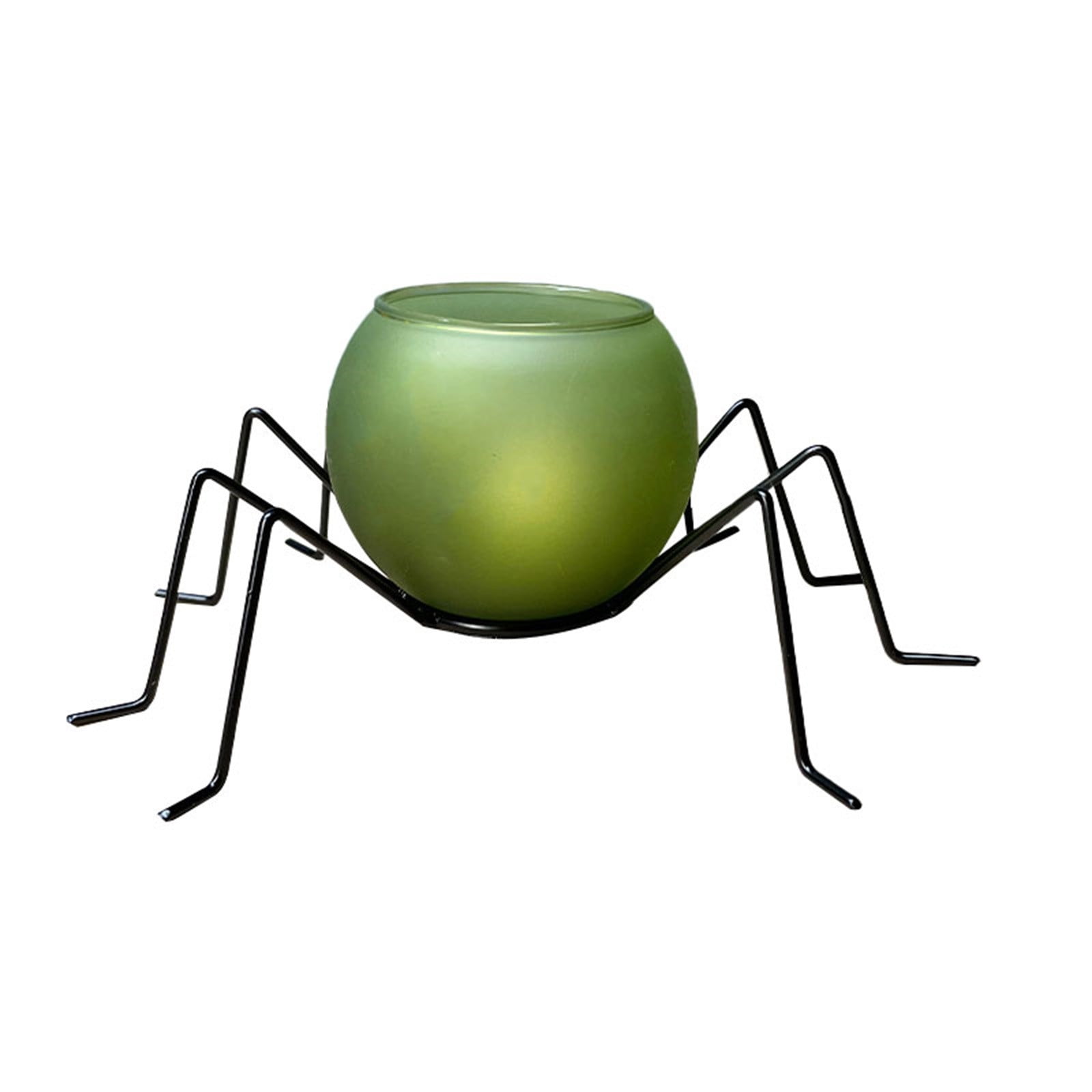 Halloween Wrought Iron Spider Candle Holder Glass Candle Holder Decoration Lamp