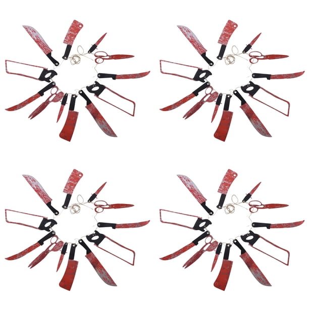Banner colgante de cuchillo de Halloween, 10 juegos, sangre de Halloween, colgante de cuerda de cuchillo de sangre de Halloween, adornos de terror de Halloween, máxima comodidad