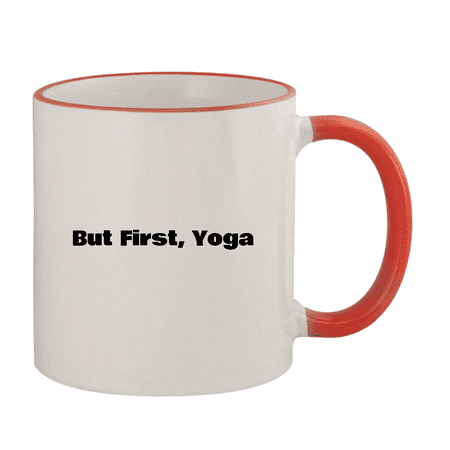 

But First Yoga - 11oz Ceramic Colored Rim & Handle Coffee Mug Red