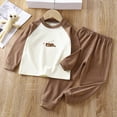 thumbnail image 2 of TOWED22 Boys' Cartoon Car Printed Long Sleeve Pajama Set 2-Piece Winter Soft Cozy Kids Sleepwear Loungewear 6-12 Months 12-24 Months 2t 3t 4t 5t 6t 7t 8t 9t Children,Coffee,8-9 Y, 2 of 4