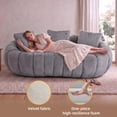 thumbnail image 6 of FFH 75.5" Cloud Couch, Floral-Shaped Bean Bag Sofa, Boneless Loveseat Sofa for Living Room, Plush Faux Fur, Gray, 6 of 8