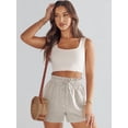 thumbnail image 6 of Linen Shorts for Women Casual High Waisted Wide Leg Drawstring Cute Summer Beach Shorts 2024 Fashion Vacation Outfit, 6 of 8
