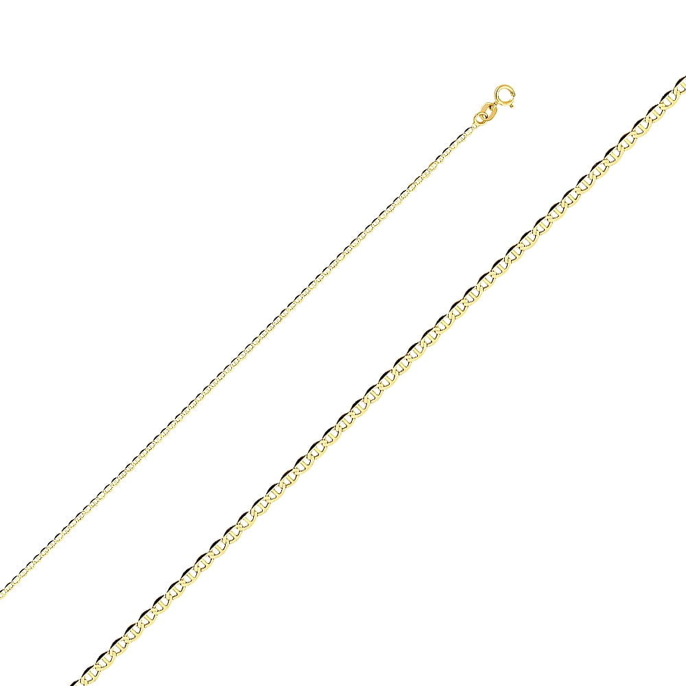 Solid 14k Yellow Gold 1.5MM Flat Mariner C Chain Necklace - 18 Inches