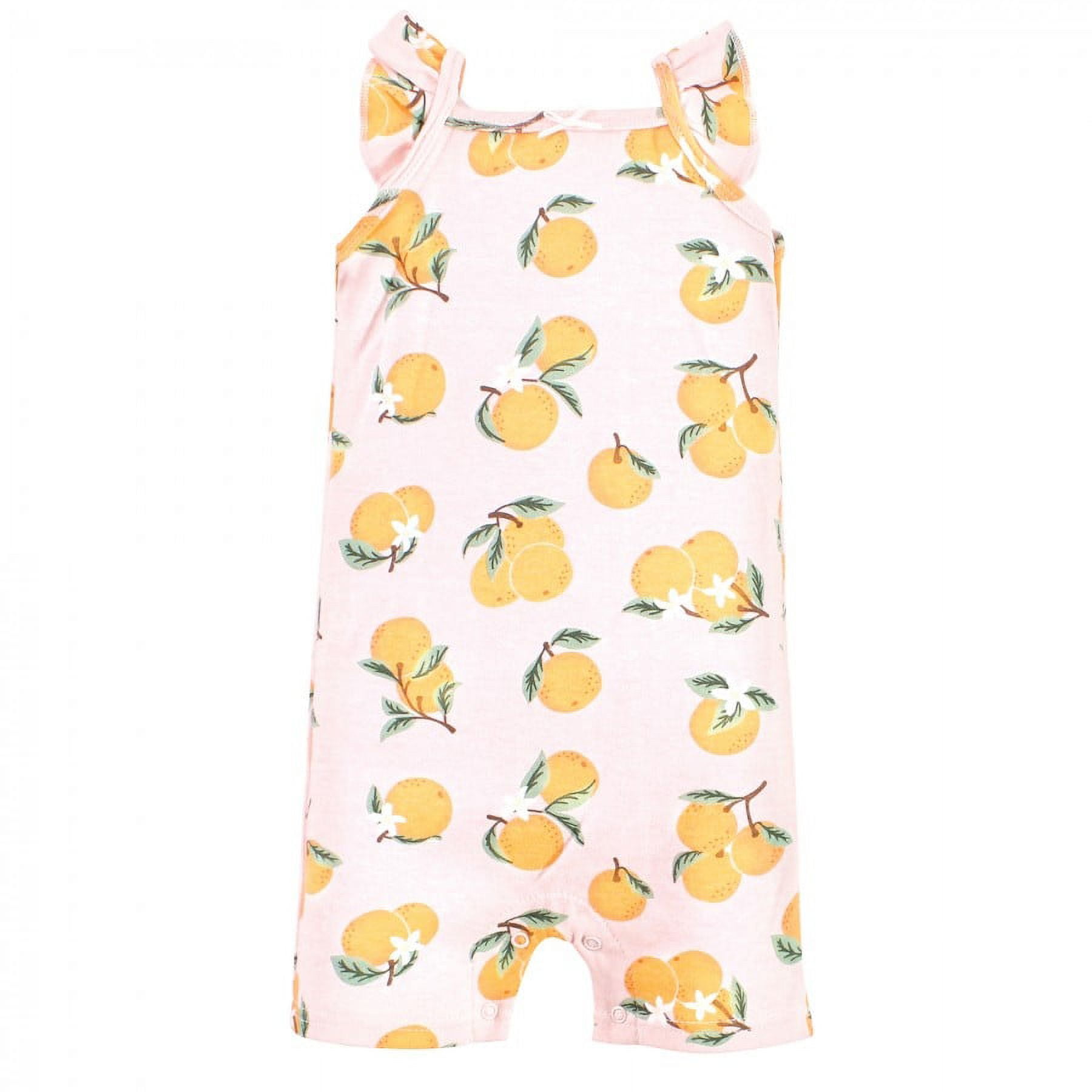Hudson Baby Infant Girl Cotton Rompers, Citrus Orange, 3-6 Months