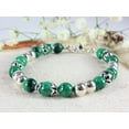 thumbnail image 2 of Malachite 10mm Round Shape Smooth Cut Beads 7 inch Silver Plated Clasp Bracelet for men, women, unisex. Link Chain Stacking Bracelet.|LINK_04553, 2 of 4