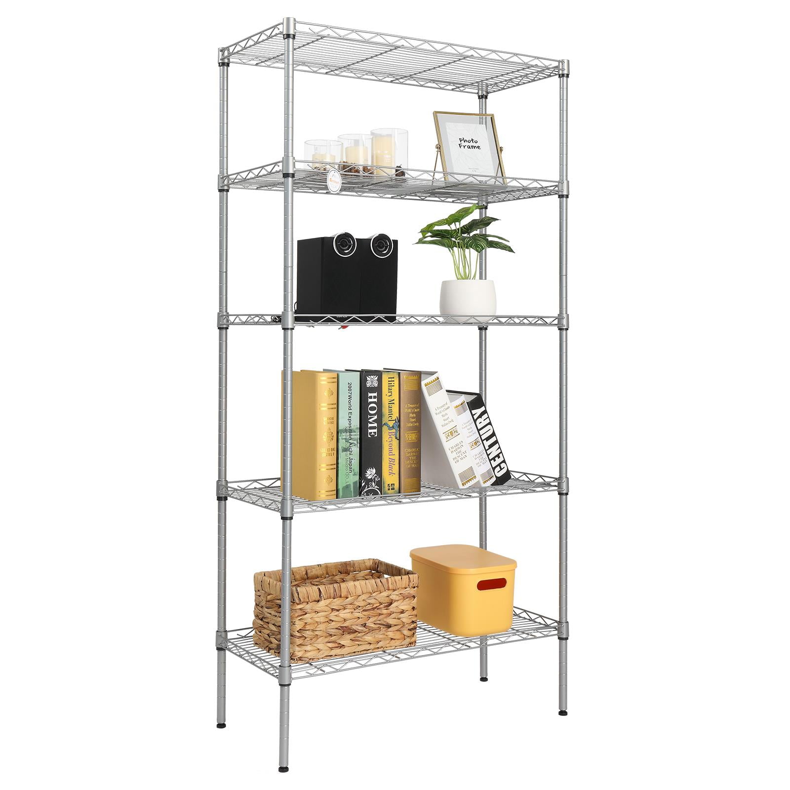 EFINE Chrome 5-Tier Rolling Heavy Duty Metal Wire Storage Shelving Unit  Caster 1 in. Pole (30 in. W x 63.7 in. H x 14 in. D) RL33656 - The Home  Depot