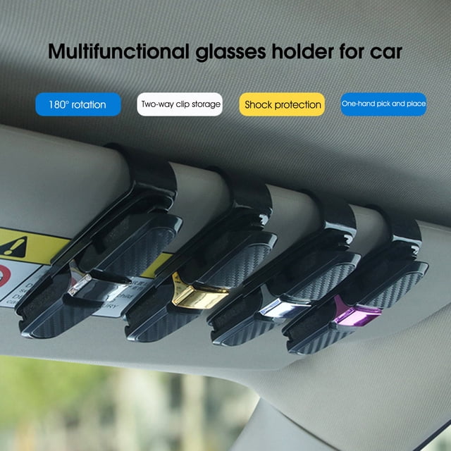Neinkie Car Visor Clip Easy Installation 180-degree Rotation Shockproof Sponge Dual Clip Good Organizer Car Accessory Car Sun Visor Glasses Holder for Auto