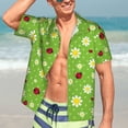 thumbnail image 7 of Fuzoiu Daisies And Ladybugs Print Hawaiian Shirt for Men, Summer Beach Casual Short Sleeve Button Down Shirts, Men’s Beach Summer Shirts with Pocket,Large, 7 of 7