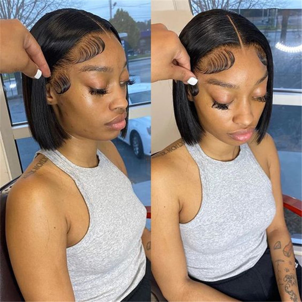 Straight Hair 4x4 Lace Closure Bob Wig Remy Brazilian Human Hair Wigs Transparent Lace