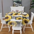 thumbnail image 2 of Black White Gray Checker Sunflower Pattern Round Tablecloth 60"x60",Wrinkle Wipeable Table Cloth for Kitchen Dining Room Picnic Patio Party, 2 of 6