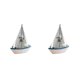 thumbnail image 1 of Moyic Mini barco de azul de náutica de estilo mediterráneo, adornos artesanales de madera, decoración del hogar para 14 aves marinas navegantes 2piezas, 1 of 6