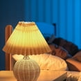 thumbnail image 5 of Leatfisat Small Wicker Lamp Table Pleated Lampshade Usb, Vintage Bedside For Farmhouse Decoration, 5 of 5