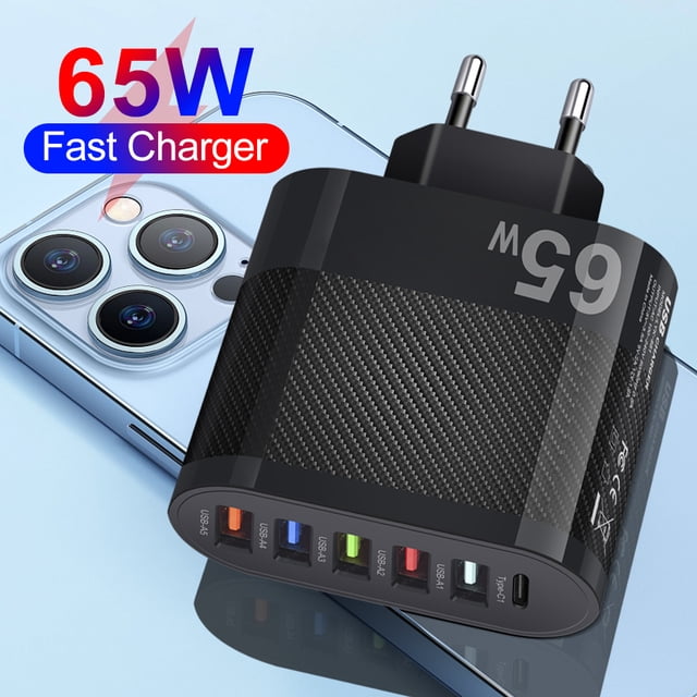 Cargadores De Teléfonos Móviles Cargador De Teléfono De 65 W Usb Tipo C 5 V/3,5 A Adaptador De Cargador Para Iphone (Enchufe Negro De La Ue) Kuymtek Para estrenar
