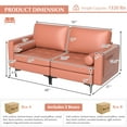 thumbnail image 4 of Costway Modern Loveseat 2-Seat Sofa Couch w/ 2 Bolsters Side Storage Pocket Coral Pink, 4 of 11