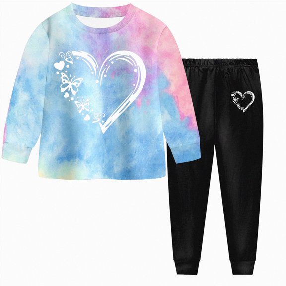 Toddler Baby Girls Winter Clothing Sets 2T 3T 4T 5T 6T 7T 8T Girl Clothes Long Sleeve Toddler Girls Clothes Tie-Dye Hoodie and Girls Leggings 2 Piece Fall Outfits Blue Size 3-4 Years