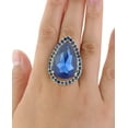thumbnail image 2 of Women's Teardrop Stone Studs Fashion Stretch Ring, Encircled Teardrop, Navy/Silver-Tone, 2 of 3