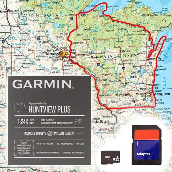Garmin Huntview Plus 2024 Preprogrammed Data Card MicroSD/SD - Wisconsin