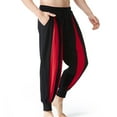 thumbnail image 4 of Lovskoo 2024 Mens Casual Harem Pants Baggy Closed Bottom Color Block Trendy Casual Drawstring Elastic Waist Pocket Trousers Sport Pants Red S, 4 of 9