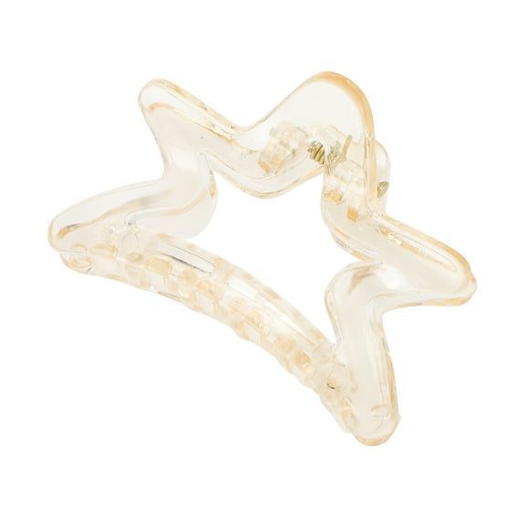 Unique Bargains 1 Pc Hair Clip Five-pointed Star Pattern Claw Clip 2.36"x1.46"x1.77" Clear Champagne