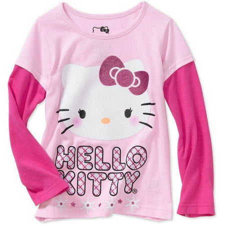 Hello Kitty - Baby Girls' Plaid Letter Graphic Hangdown Tee