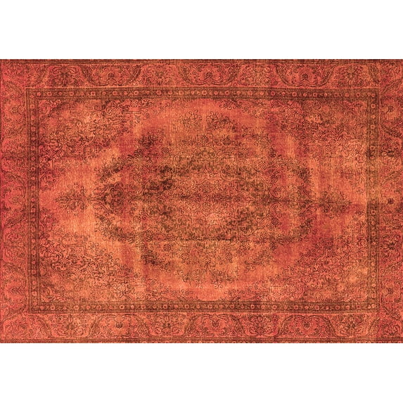 Ahgly Company Machine Washable Indoor Rectangle Oriental Orange Industrial Area Rugs, 5' x 7'