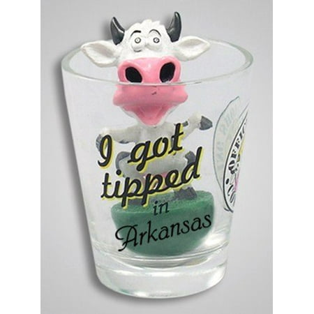 Arkansas Shot Glass - Arkansas Tipping Cow Bobble Head Shot Glass